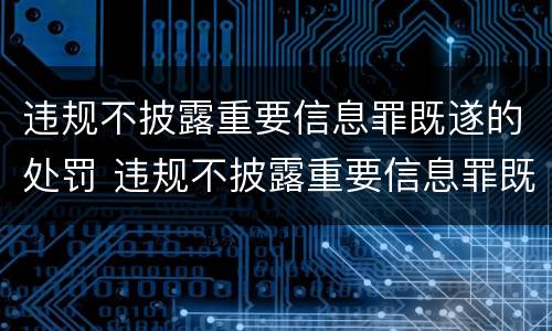 违规不披露重要信息罪既遂的处罚 违规不披露重要信息罪既遂的处罚决定书