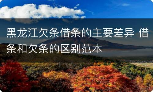 黑龙江欠条借条的主要差异 借条和欠条的区别范本