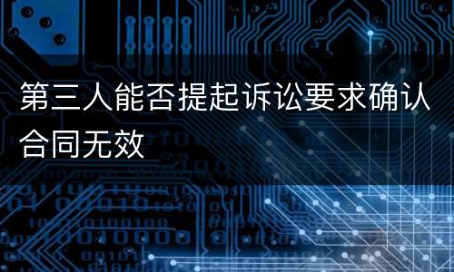 第三人能否提起诉讼要求确认合同无效