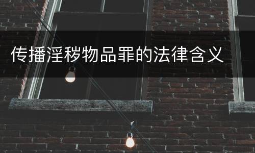 传播淫秽物品罪的法律含义