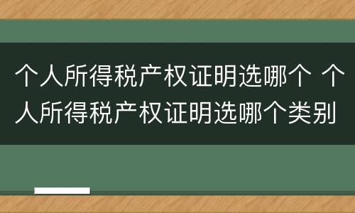 个人所得税产权证明选哪个 个人所得税产权证明选哪个类别
