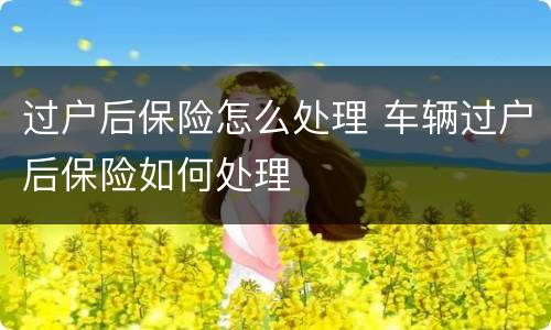 过户后保险怎么处理 车辆过户后保险如何处理