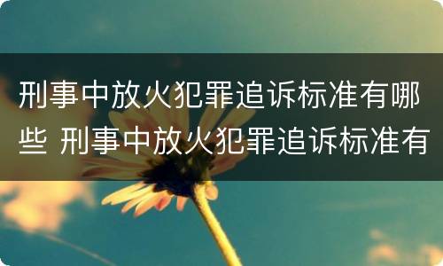 刑事中放火犯罪追诉标准有哪些 刑事中放火犯罪追诉标准有哪些条款