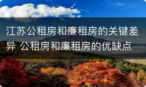 江苏公租房和廉租房的关键差异 公租房和廉租房的优缺点