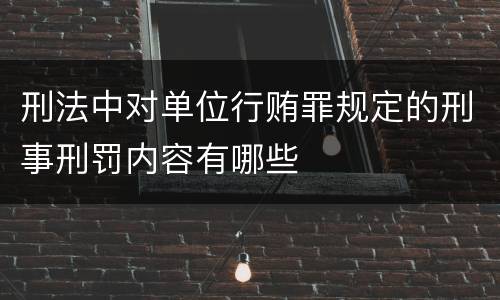 刑法中对单位行贿罪规定的刑事刑罚内容有哪些