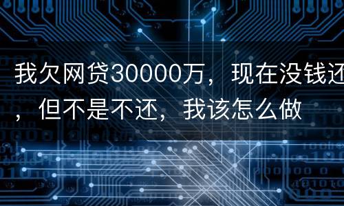 我欠网贷30000万，现在没钱还，但不是不还，我该怎么做