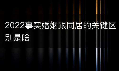 2022事实婚姻跟同居的关键区别是啥