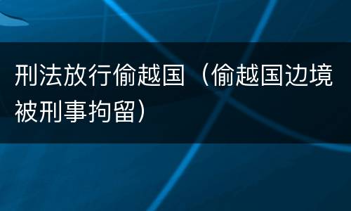 刑法放行偷越国（偷越国边境被刑事拘留）