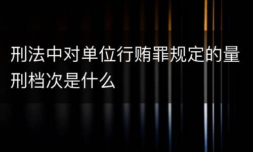 刑法中对单位行贿罪规定的量刑档次是什么