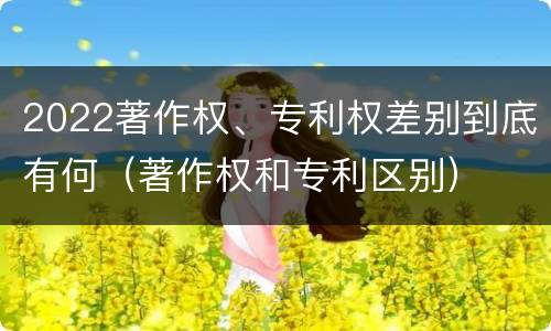 2022著作权、专利权差别到底有何（著作权和专利区别）