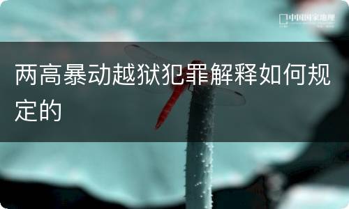 两高暴动越狱犯罪解释如何规定的