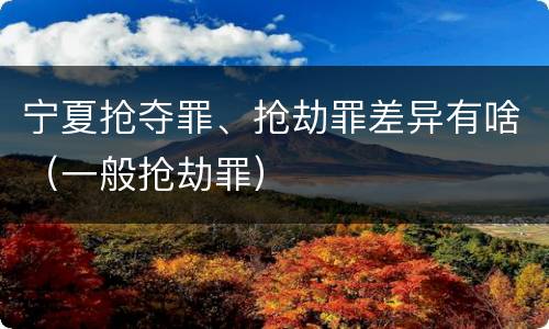 宁夏抢夺罪、抢劫罪差异有啥（一般抢劫罪）