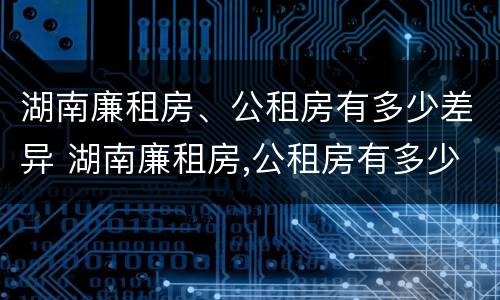 湖南廉租房、公租房有多少差异 湖南廉租房,公租房有多少差异呢