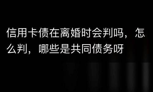 信用卡债在离婚时会判吗，怎么判，哪些是共同债务呀