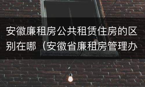 安徽廉租房公共租赁住房的区别在哪（安徽省廉租房管理办法）