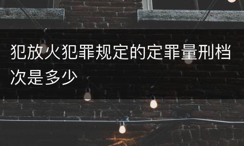 犯放火犯罪规定的定罪量刑档次是多少