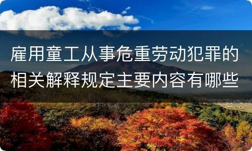 雇用童工从事危重劳动犯罪的相关解释规定主要内容有哪些