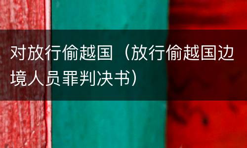 对放行偷越国（放行偷越国边境人员罪判决书）
