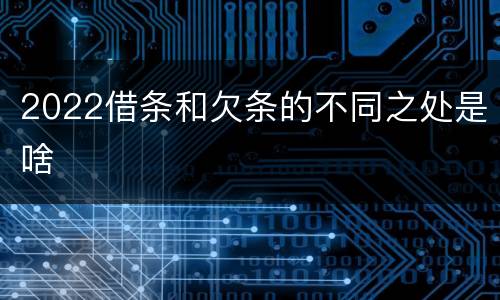 2022借条和欠条的不同之处是啥