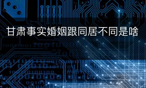 甘肃事实婚姻跟同居不同是啥