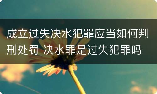 成立过失决水犯罪应当如何判刑处罚 决水罪是过失犯罪吗