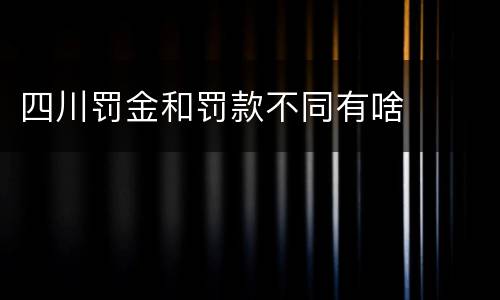 四川罚金和罚款不同有啥