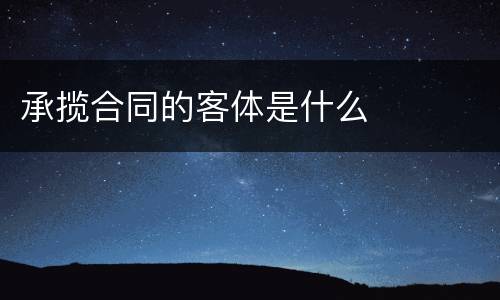 承揽合同的客体是什么