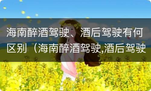海南醉酒驾驶、酒后驾驶有何区别（海南醉酒驾驶,酒后驾驶有何区别和处罚）