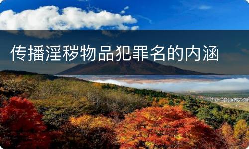 传播淫秽物品犯罪名的内涵