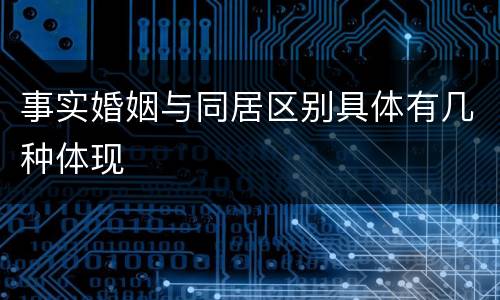 事实婚姻与同居区别具体有几种体现