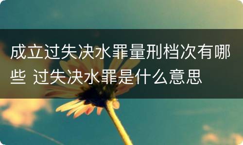 成立过失决水罪量刑档次有哪些 过失决水罪是什么意思