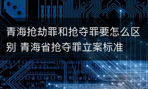 青海抢劫罪和抢夺罪要怎么区别 青海省抢夺罪立案标准