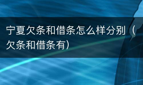 宁夏欠条和借条怎么样分别（欠条和借条有）