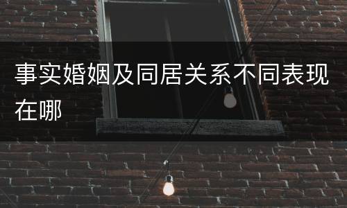 事实婚姻及同居关系不同表现在哪