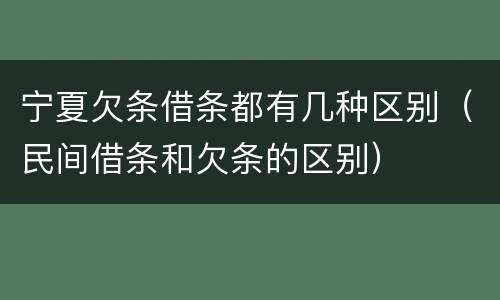 宁夏欠条借条都有几种区别（民间借条和欠条的区别）