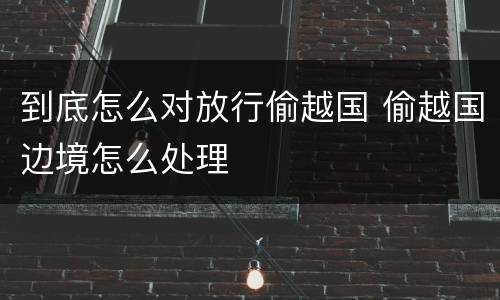 到底怎么对放行偷越国 偷越国边境怎么处理