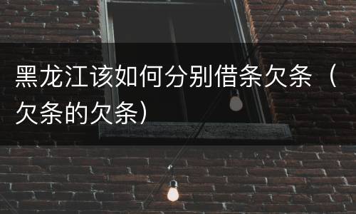 黑龙江该如何分别借条欠条（欠条的欠条）
