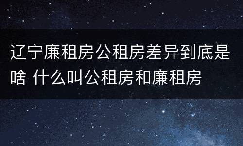 辽宁廉租房公租房差异到底是啥 什么叫公租房和廉租房