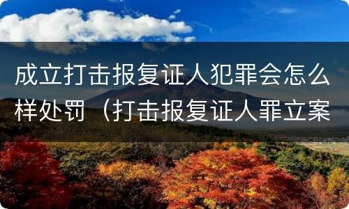 成立打击报复证人犯罪会怎么样处罚（打击报复证人罪立案标准）