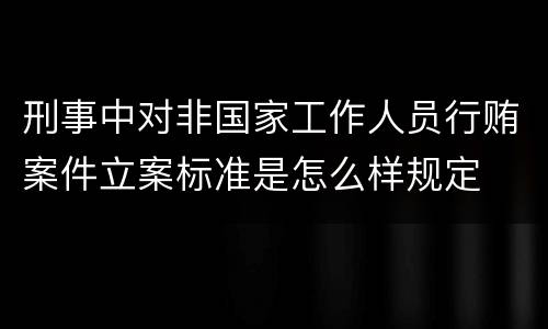 刑事中对非国家工作人员行贿案件立案标准是怎么样规定