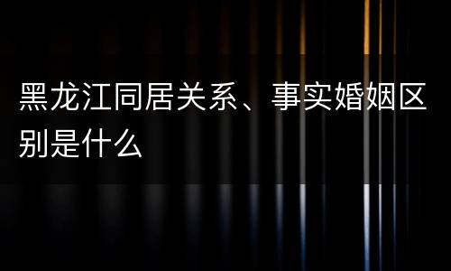 黑龙江同居关系、事实婚姻区别是什么