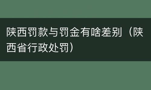 陕西罚款与罚金有啥差别（陕西省行政处罚）