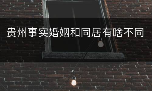 贵州事实婚姻和同居有啥不同