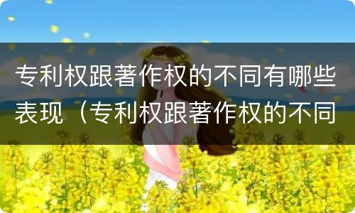 专利权跟著作权的不同有哪些表现（专利权跟著作权的不同有哪些表现形态）