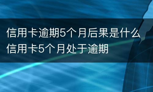 信用卡逾期5个月后果是什么 信用卡5个月处于逾期