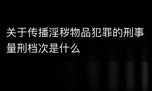 关于传播淫秽物品犯罪的刑事量刑档次是什么