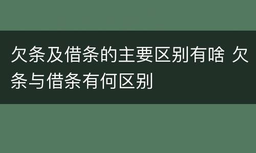 欠条及借条的主要区别有啥 欠条与借条有何区别