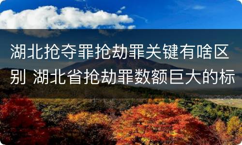 湖北抢夺罪抢劫罪关键有啥区别 湖北省抢劫罪数额巨大的标准