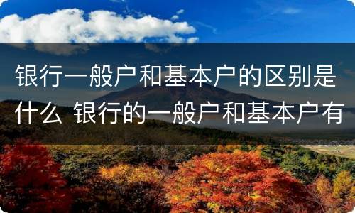 银行一般户和基本户的区别是什么 银行的一般户和基本户有什么区别