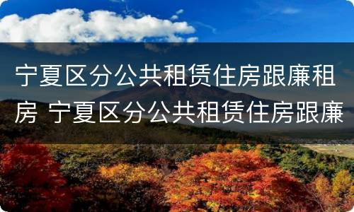 宁夏区分公共租赁住房跟廉租房 宁夏区分公共租赁住房跟廉租房的区别